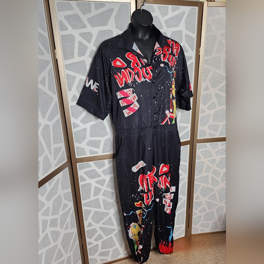 Plus-size Cartoon Print Jumpsuit | Size XXXL